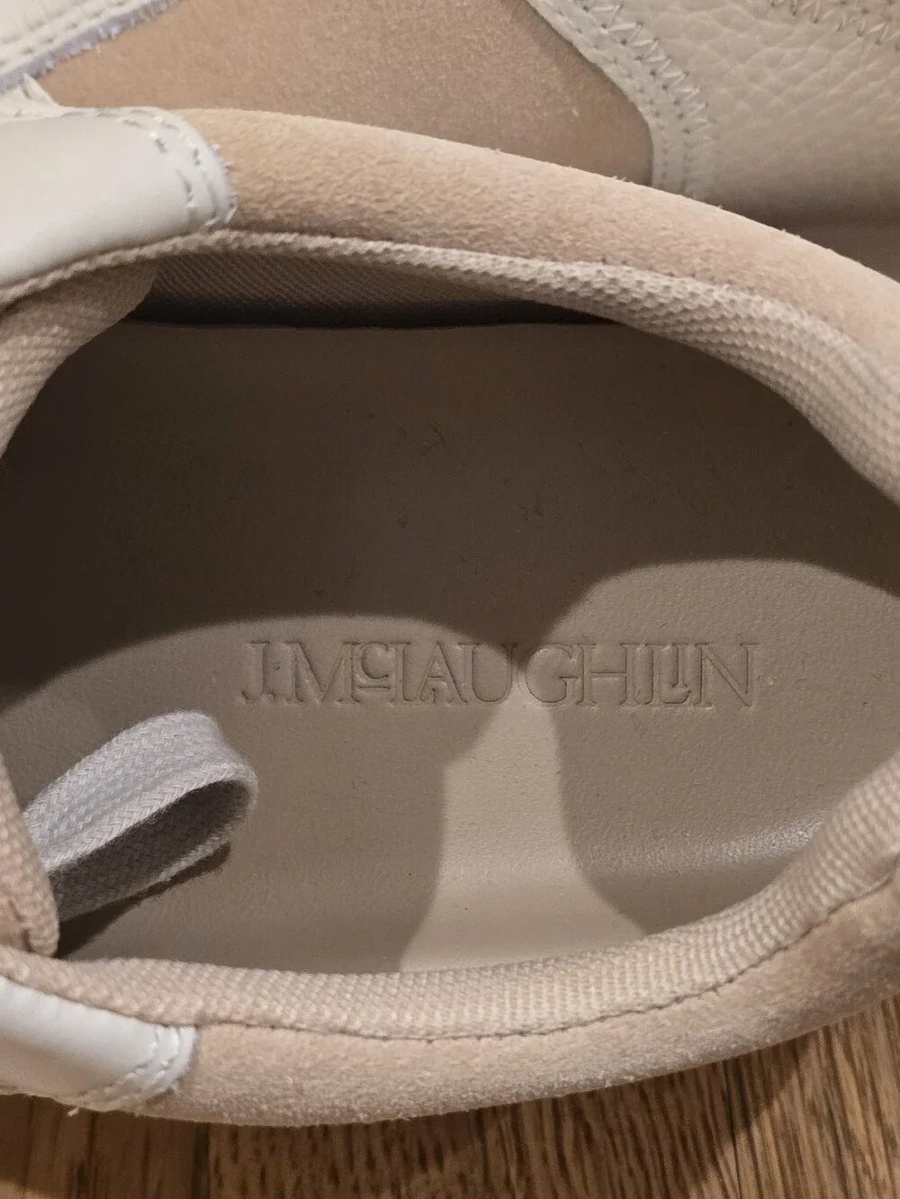 J.McLaughlin Emerson Suede Leather Grasscloth Sneaker Luxury Ivory New Sz 8